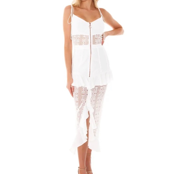 Lovebird Lace Midi Dress, White - Picture 1 of 5